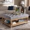 Baxton Studio Lindsey Grey Upholstered and Greywashed Wood Cocktail Ottoman 164-10653 - alternate 3